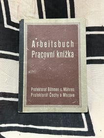 WW2 GERMAN EMPLOYMENT RECORD BOOK - PROTECTORATE BM