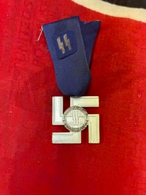 RARE WW2 GERMAN SS 12 YEAR SERVICE AWARD WITH RIBBON
