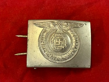 RARE WW2 GERMAN WAFFEN SS OFFICER BELT BUCKLE BY RZM 155/40 SS