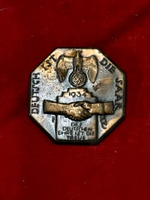 WW2 GERMAN NSDAP 1934 Deutsch 1st Die Saar Pin