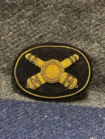 CIVIL WAR CROSSED CANNONS ARTILLERY HEADGEAR BULLION CLOTH BADGE INSIGNIA