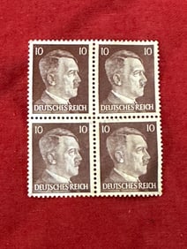 WW2 GERMAN 1941-44 10PF HITLER HEAD BLOCK OF 4 STAMPS - UNISSUED