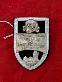 WW2 German Third Reich SS Wintertag 1934 dated Schwarzen Korps Shield Badge