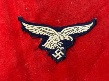WW2 German Luftwaffe EM Breast Eagle, Bevo Cloth Badge