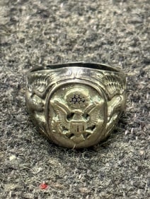 SCARCE WW2 U.S. ARMY EMBLEM STERLING SILVER RING