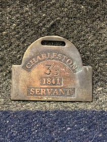 DATED 1841 CHARLESTON #39 SLAVE TAG SERVANT ID