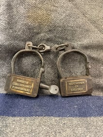 1800'S PLANTION POLICE GEORGETOWN CUFFS SLAVE SHACKLES
