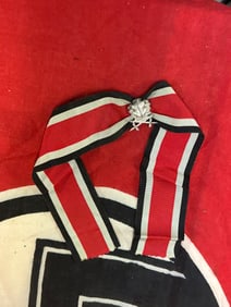 RARE WW2 GERMAN KNIGHTS CROSS RIBBON WITH CLOVER LEAF AND CROSSED SWORDS