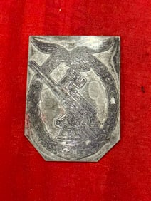 RARE WW2 GERMAN UN-CUT FLAK ARTILLERY BADGE - FROM GERMAN FACTORY
