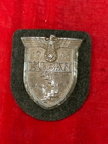 WW2 GERMAN KUBAN 1943 SLEEVE SHIELD, GOOD CONDITION, BRONZED STEEL