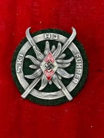 WW2 GERMAN HITLER YOUTH SKI LEADERS BADGE BY WITTMANN MUNCHEN