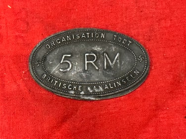 WW2 GERMAN ORGANISATION TODT 5 RM BRITISCHE KANALINSELN