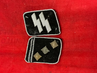 SET OF WW2 GERMAN WAFFEN SS COLLAR TABS WITH RZM PAPER TAG