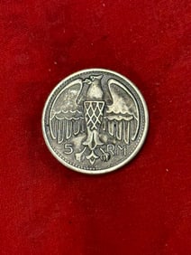 WW2 GERMAN ADOLF HITLER 5 RM COIN OR MEDAL 1935 IN SILVER