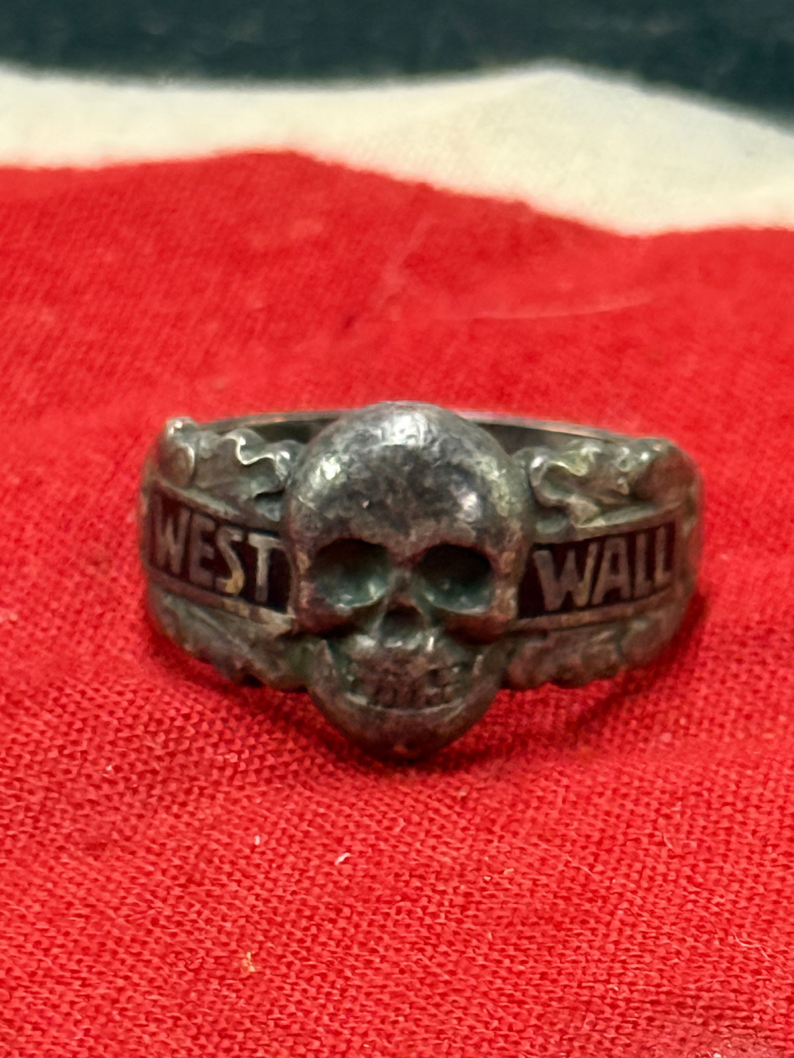 Ww2 German Totenkopf Ss Death Skull West Wall Silver Ring Auction