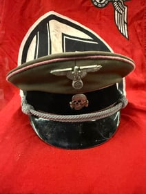 RARE WW2 GERMAN PANZER SS VISOR CAP - MAKER MARKED