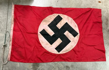 LARGE WW2 GERMAN NSDAP POLITICAL BUILDING STATE FLAG
