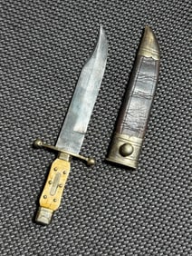 CIVIL WAR CONFEDERATE CSA OFFICER BOWIE KNIFE WITH SHEATH BY WM. GREGORY & SONS