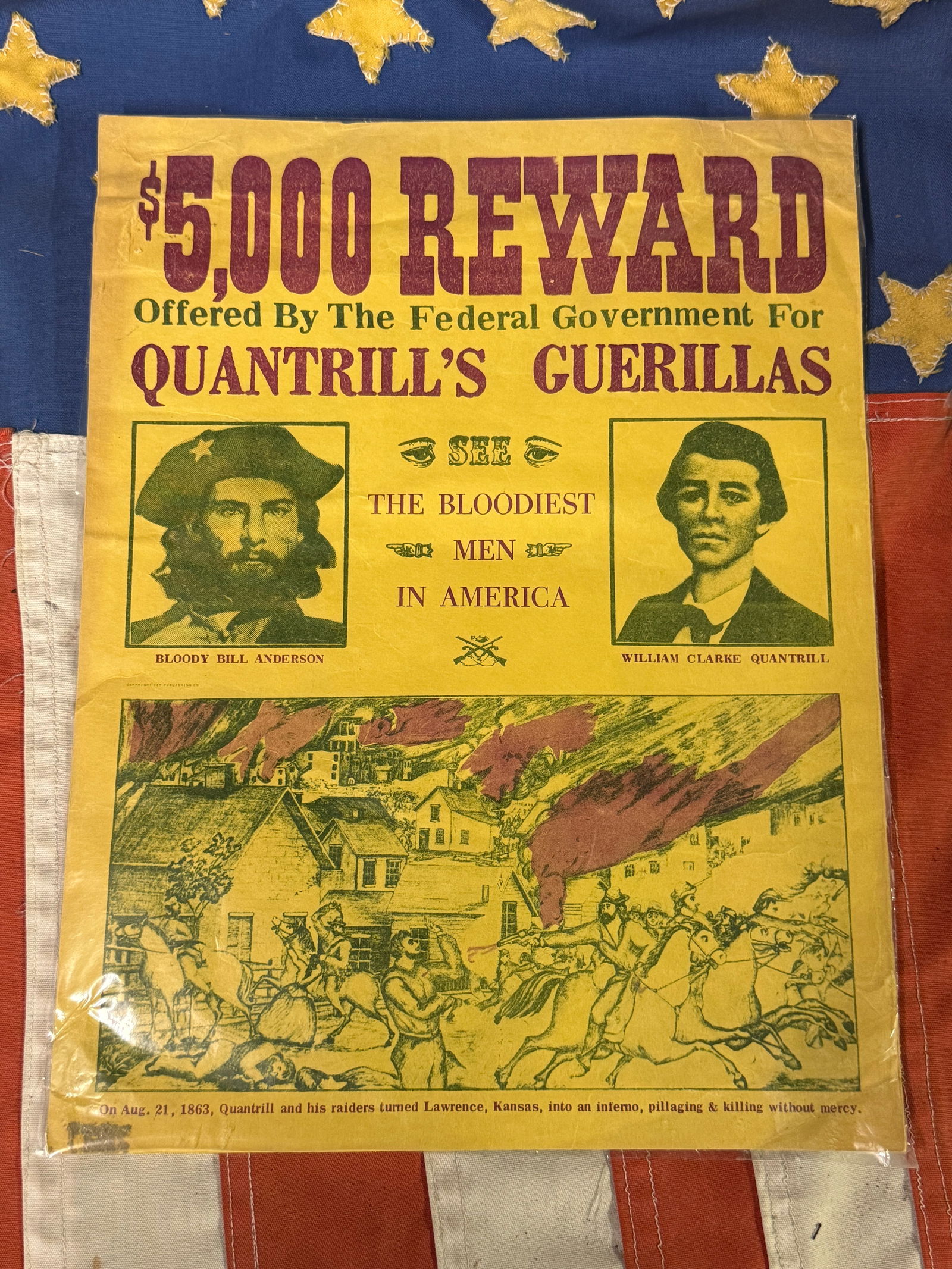 DATED 1863 CIVIL WAR CSA $5000 REWARD FOR BLODDY BILL ANDERSON POSTER: DATED 1863 CIVIL WAR CSA $5000 REWARD FOR BLODDY BILL ANDERSON POSTER. AN ULTRA RARE FIND THAT IS IN MINT OVERALL SHAPE AND CONDITION WITH A BEAUTIFUL OVERALL PATINA. SHOWS GOOD WEAR AND USE. PLEASE V