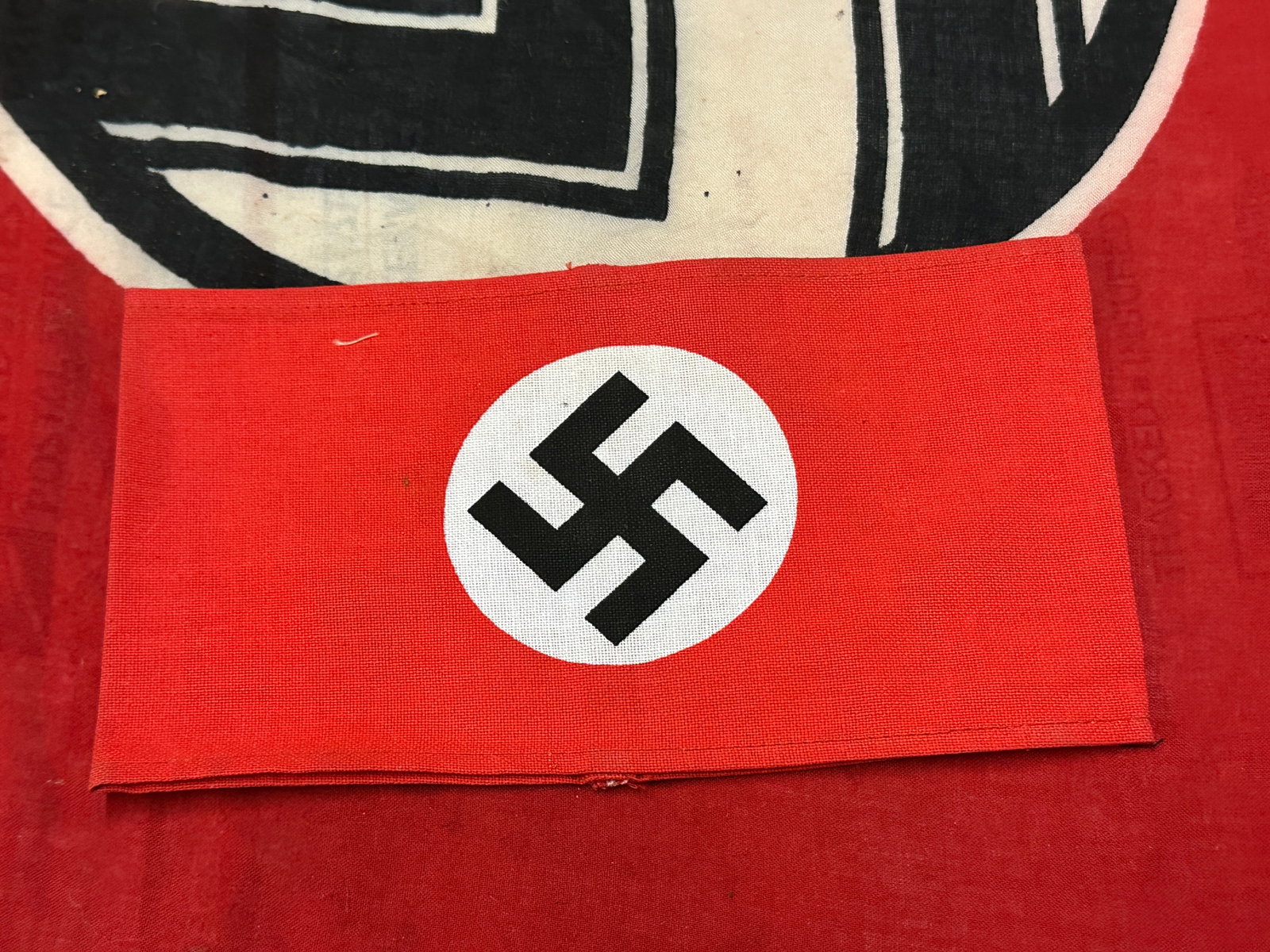 SCARCE WW2 GERMAN NSDAP ARMBAND: SCARCE WW2 GERMAN NSDAP ARMBAND. A RARE EXAMPLE. SHOWS GOOD WEAR AND USE WITH A BEAUTIFUL OVERALL PATINA. PLEASE VIEW ALL DETAILED PICTURES. A RARE FIND.