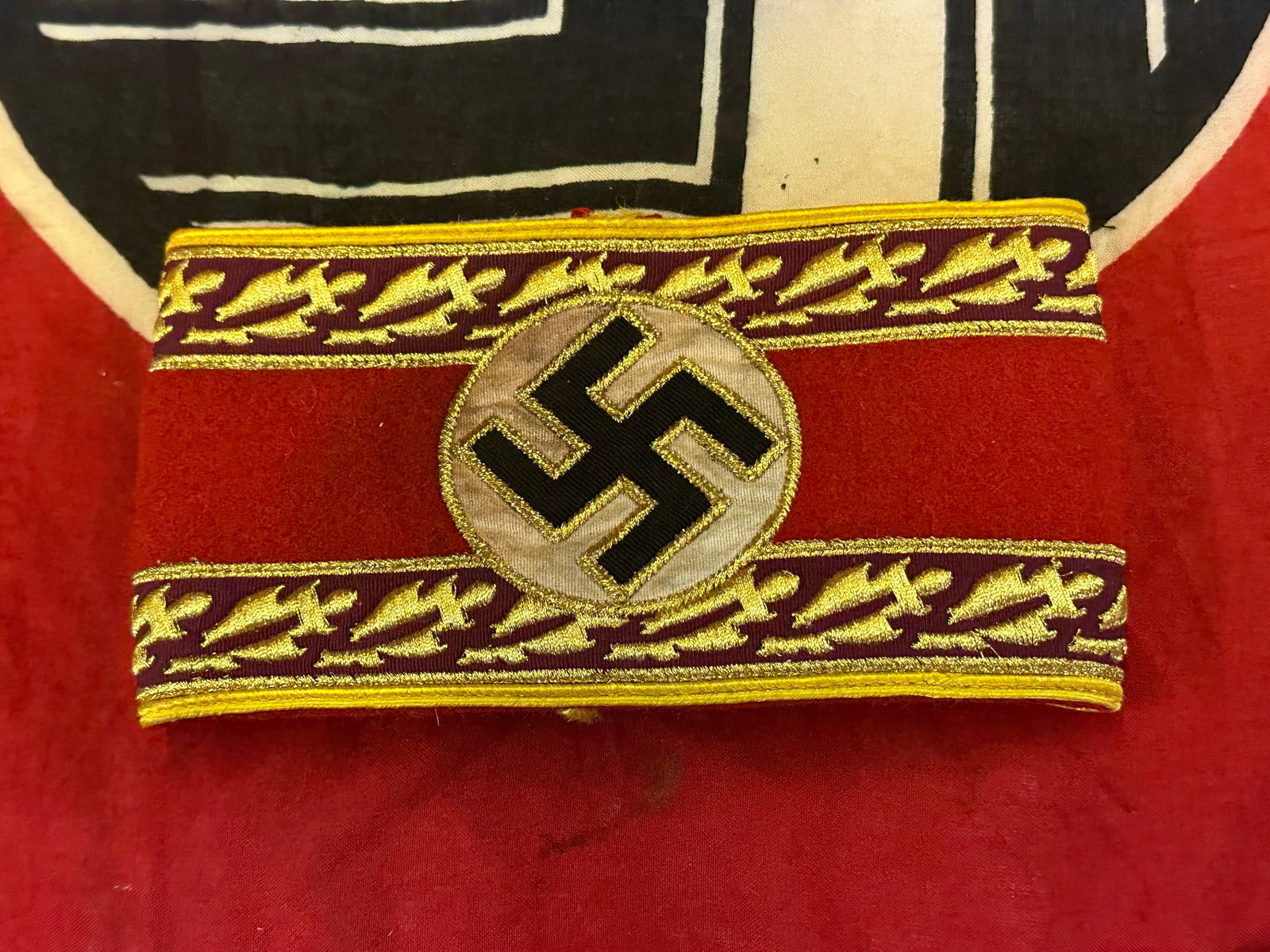 WW2 German NSDAP Kreis Level Administration Political Leader’s Armband With RZM Paper Tag: WW2 German NSDAP Kreis Level Administration Political Leader’s Armband With RZM Paper Tag. This scarce NSDAP Kreis Level Administration Political Leader’s Armband is in a very strong excellent con