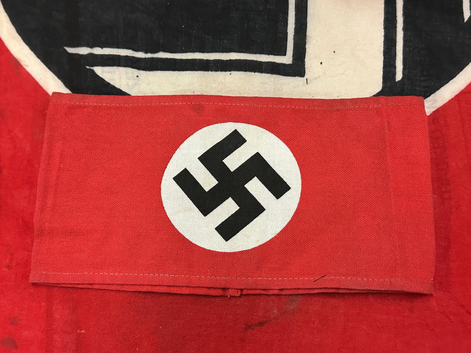 WW2 German Early Wool NSDAP Armband: WW2 German Early Wool NSDAP Armband. Offered here is a very fine example of an early wool NSDAP armband. The earliest armbands were typically wool fabrics, later they were screen printed. Please view 