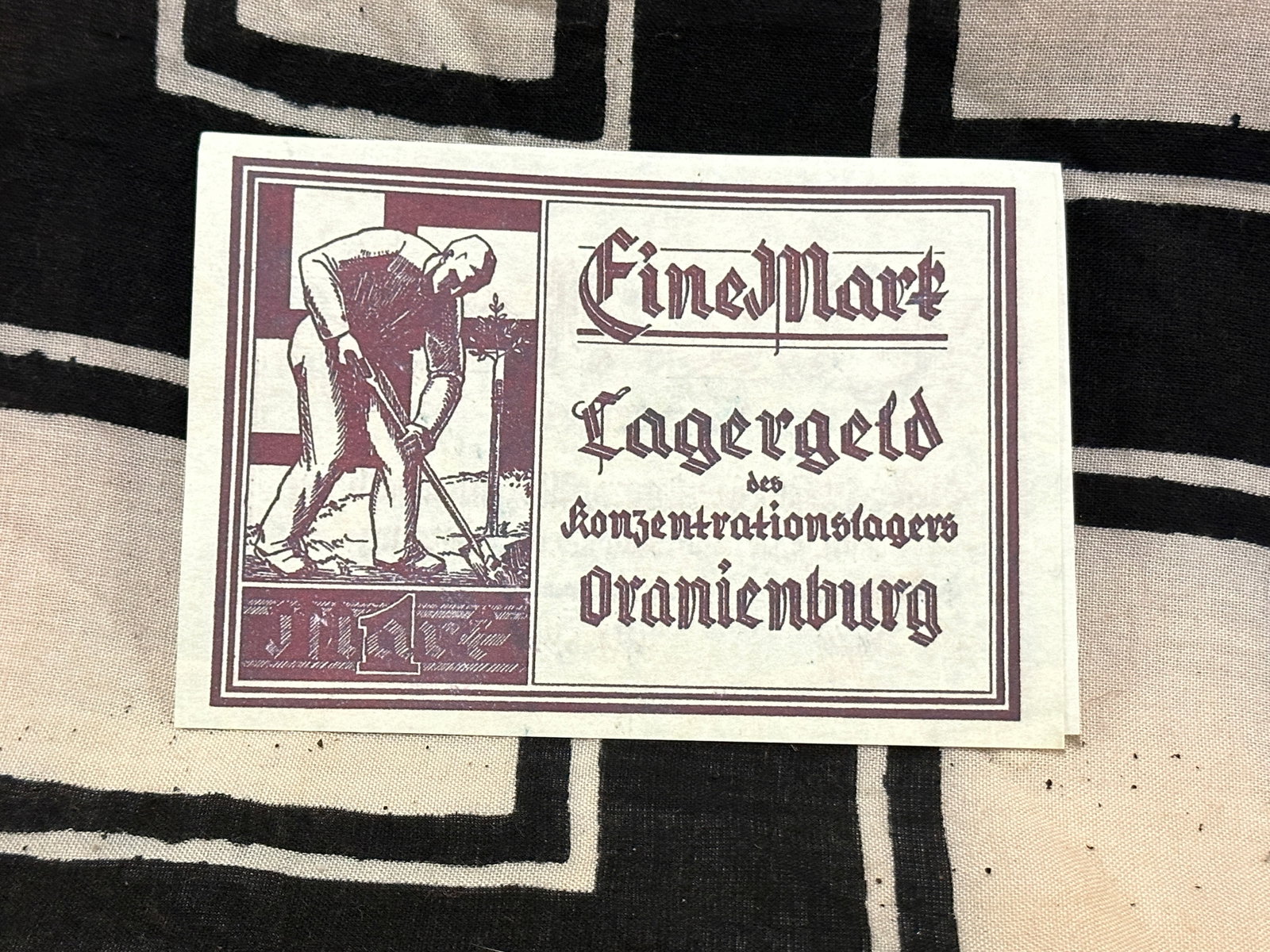WW2 German III.Reich, 1 Mark Lagergeld (1933) Konzentrationslager Oranienburg(Wasserzeichen: WW2 German III.Reich, 1 Mark Lagergeld (1933) Konzentrationslager Oranienburg(Wasserzeichen Hausmann-Wellen