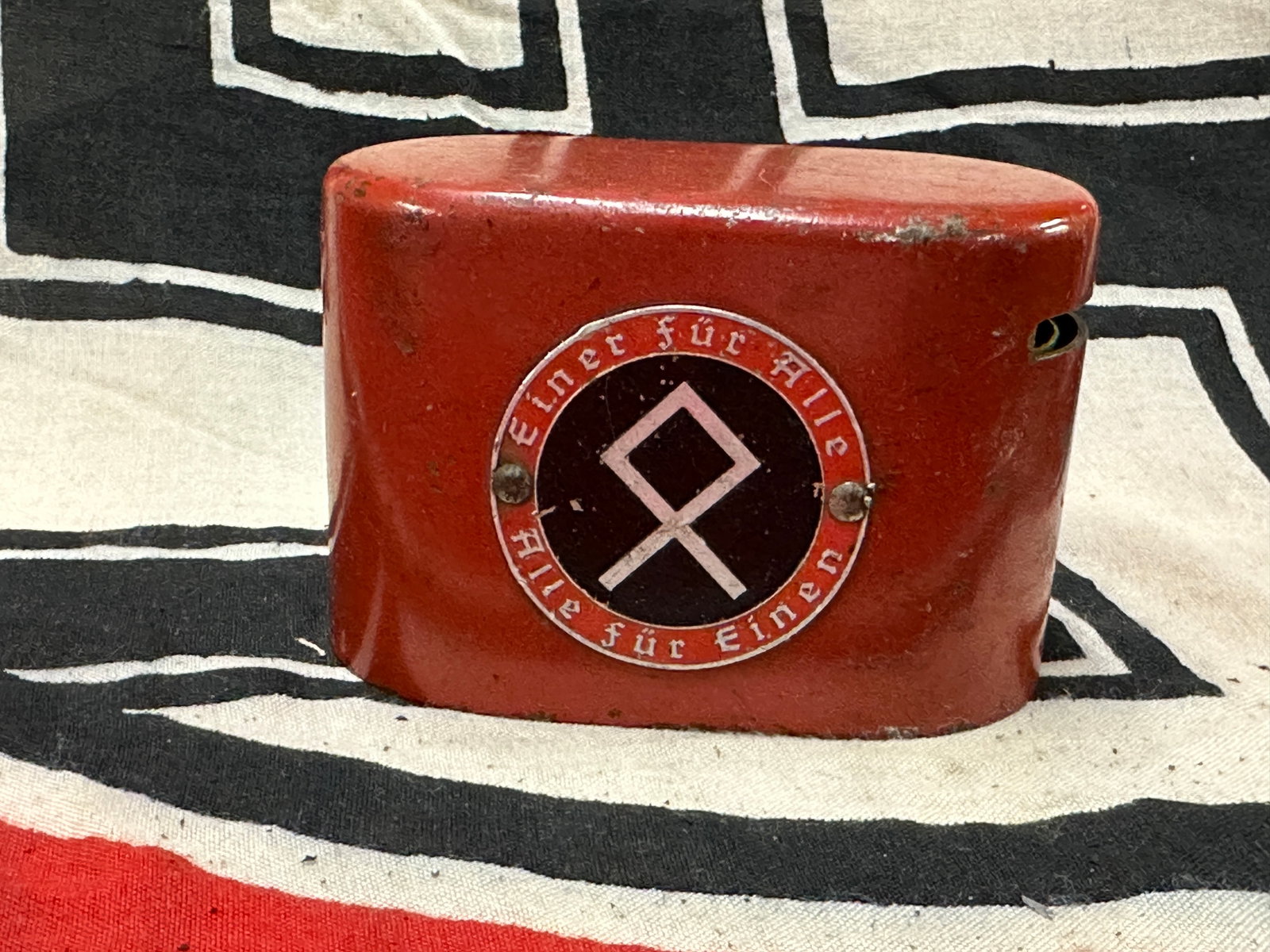 WW2 German Deutsche Reichsbahn Train Ashtray: WW2 German Deutsche Reichsbahn Train Ashtray. A very rare find. Shows good wear and use with a beautiful overall patina. Please view all detailed pictures. A scarce example.