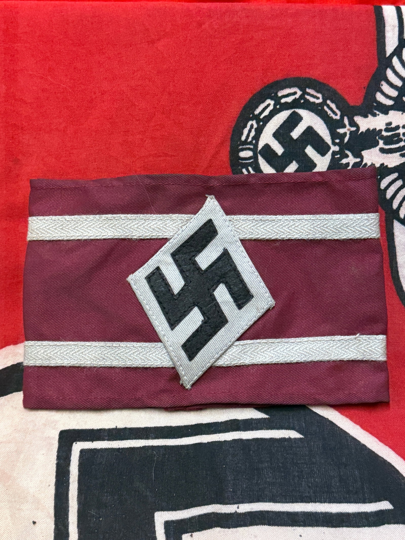 WW2 GERMAN HJ STUDEN BUND ARMBAND WITH RZM PAPER TAG: WW2 GERMAN HJ STUDEN BUND ARMBAND WITH RZM PAPER TAG. A VERY RARE EXAMPLE THAT IS IN MINT OVERALL SHAPE AND CONDITION WITH A BEAUTIFUL OVERALL PATINA. SHOWS GOOD WEAR AND USE. PLEASE VIEW ALL DETAILED