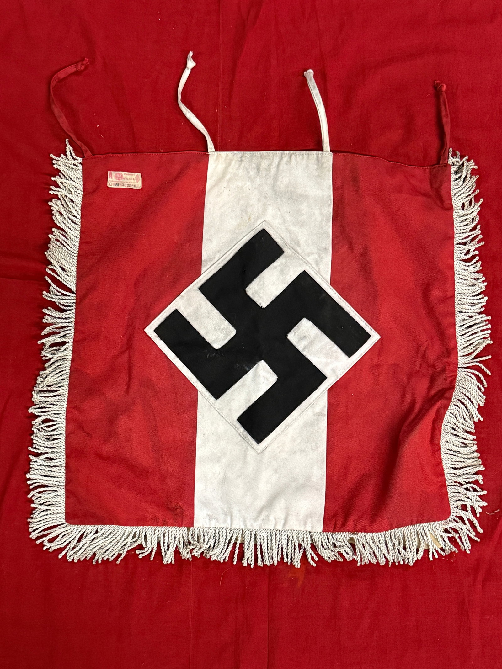 RARE WW2 GERMAN HITLER YOUTH BANNER FLAG WITH RZM PAPER TAG: RARE WW2 GERMAN HITLER YOUTH BANNER FLAG WITH RZM PAPER TAG. A RARE FIND. SHOWS GOOD WEAR AND USE WITH A BEAUTIFUL OVERALL PATINA. SHOWS GOOD WEAR AND USE. PLEASE VIEW ALL DETAILED PICTURES. A SCARCE 