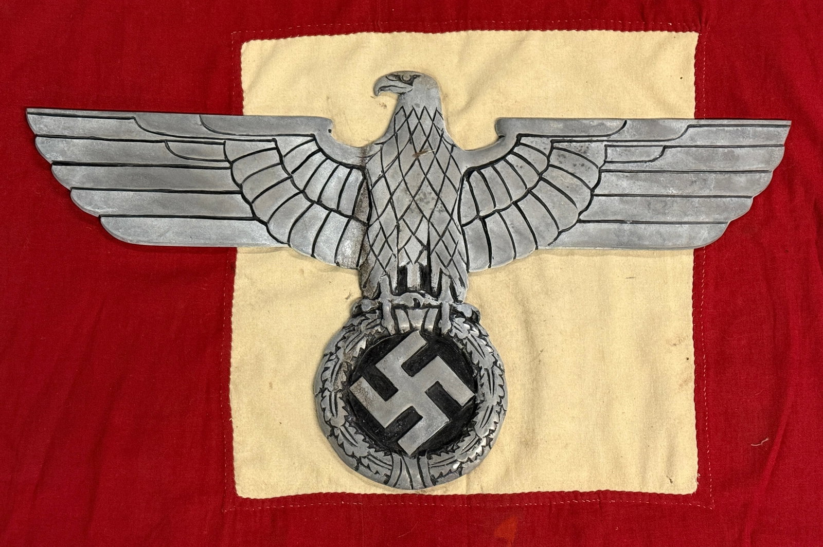 WW2 GERMAN 24 INCH REICHSBAHN RAILWAY EAGLE: A RARE 24 INCH BIRD THAT IS IN MINT OVERALL SHAPE AND CONDITION WITH A BEAUTIFUL OVERALL PATINA. SHOWS GOOD WEAR AND USE. In August of 1933 Robert Ley, leader of Reich Labor, demanded that those admin