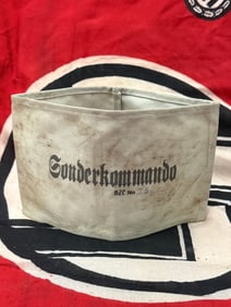 RARE WW2 GERMAN SONDER KOMMANDO ARMBAND CONCENTRATION CAMP ARMBAND WITH UNIT MARKINGS
