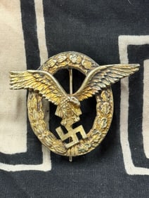 WW2 German Luftwaffe combined pilot observer 800 Silver Badge By RZM