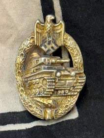 SCARCE WW2 GERMAN PANZER ASSAULT BADGE IN BRONZE