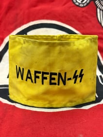 WW2 GERMAN WAFFEN-SS OFFICER YELLOW ARMBAND WITH RZM PAPER TAG