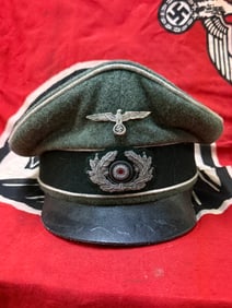 WW2 GERMAN HEER INFANTRY OFFICER VISOR CAP WITH RZM PAPER TAG