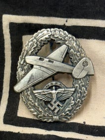 RARE WW2 GERMAN NSFK MOTORIZED PILOT'S BADGE IN SILVER