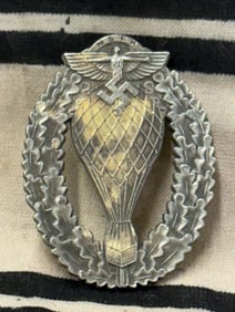 WWII GERMAN NSFK BALLOONIST BALLOON BADGE WITH SERIAL NO. 231240