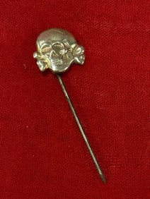 EARLY WW2 GERMAN TOTENKOPF SS SKULL TUNIC STICKPIN