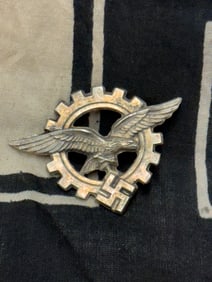 WW2 German Luftwaffe Civilian Technician’s Officer’s Visor Cap Badge