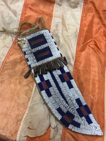 1800'S NATIVE AMERICAN CHEYENNE INDIAN FULLY BEADED LEATHER SHEATH