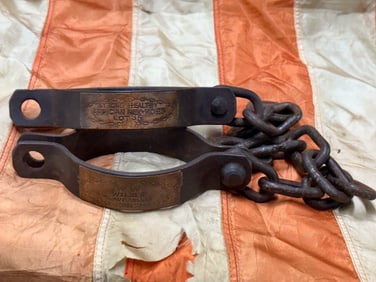 DATED 1806 W.W. WILBER SLAVE SELLER CUFFS SHACKLES