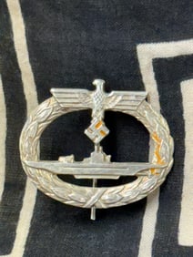 Text Book Example German WW2 Kriegsmarine U-BOAT WAR BADGE With Maker Marks