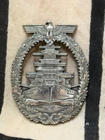 Late War WW2 German High Seas Fleet Badge By Fec. Adolf Bock Ausf. Schwerin Berlin