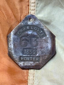 DATED 1856 CHARLOTTE #63 PORTER SLAVE TAG SERVANT ID