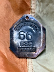 RARE 1856 CHARLOTTE, N.C. #66 PORTER SLAVE TAG SERVANT ID