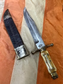 EARLY 1800'S BONE HANDLE BOWIE KNIFE BY JAMES RODGERS ROYAL CUTLERY SHEFFIELD