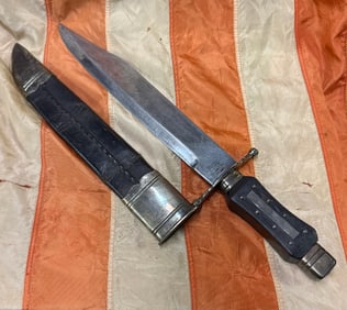 MASSIVE 1800'S EBONY WOOD HANDLE BOWIE KNIFE BY CROOKES & SLATER CELEBRATED CUTLERY