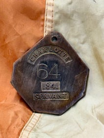 1841 CHARLOTTE #64 SLAVE TAG SERVANT ID