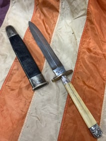 ANTIQUE 1800'S BONE HANDLE BOWIE KNIFE BY WILL & FINCK SF CAL